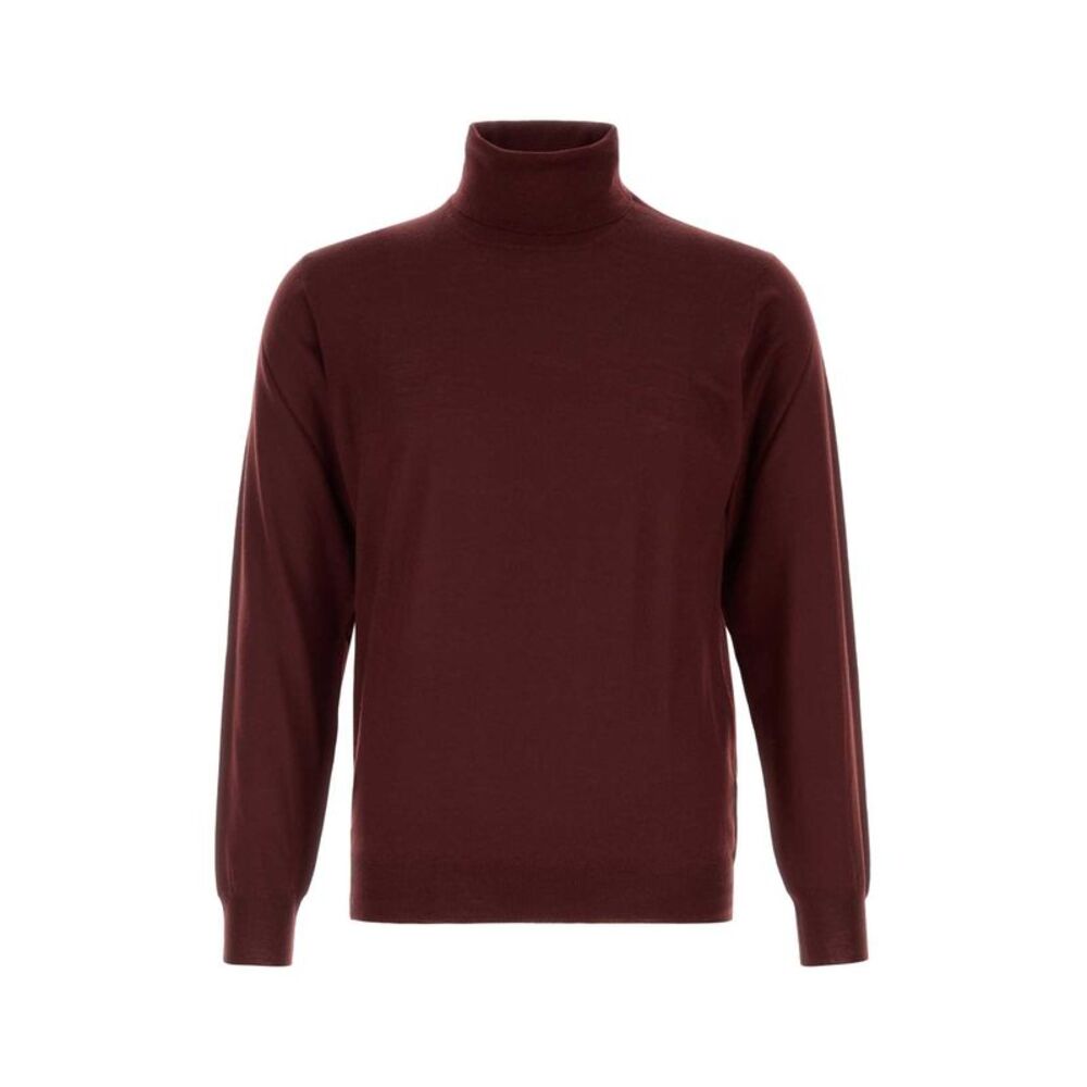 Fedeli Men Burgundy Wool Sweater